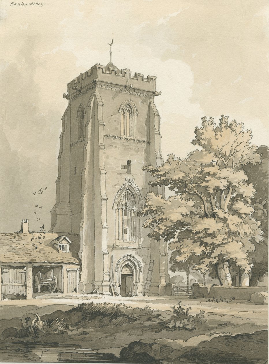 Ranton Abbey [Převorství]: perokresba, nd [? 1838] (kresba) od Thomas Peploe Wood