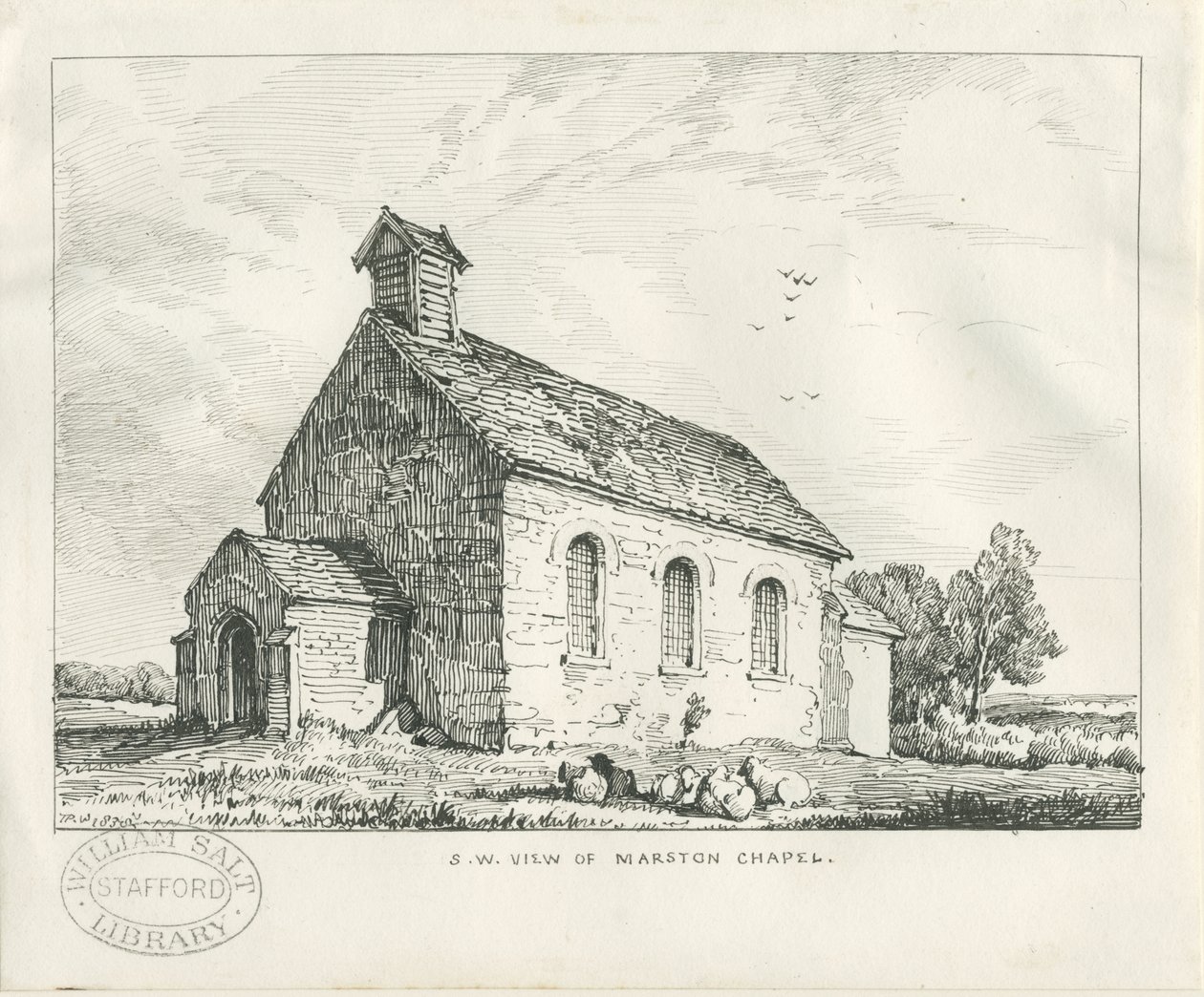 Stafford - Marston Chapel: kresba perem a tuší od Thomas Peploe Wood