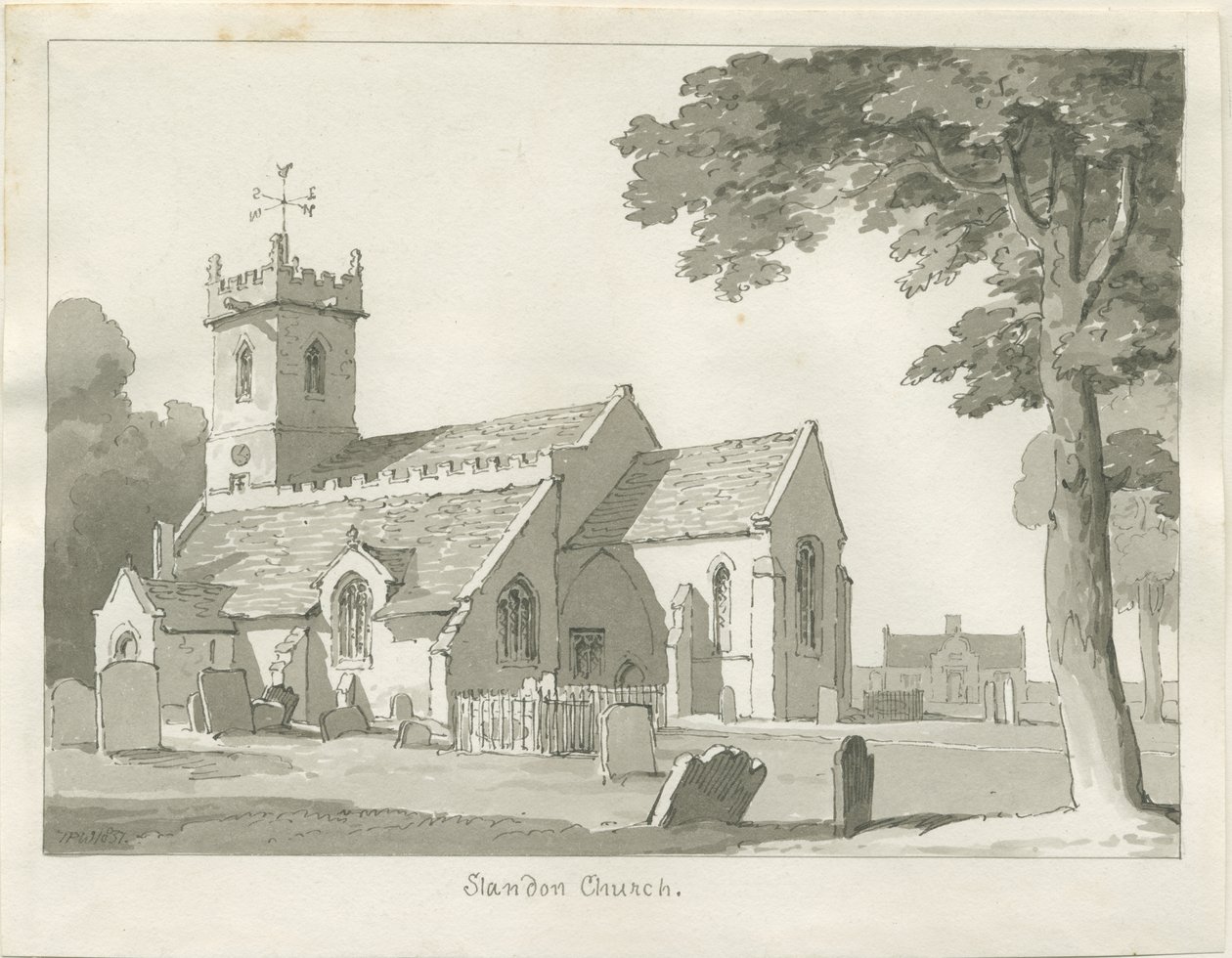 Standon Hall: kresba perem a tuší a [?polovina 19. století] (kresba) od Thomas Peploe Wood