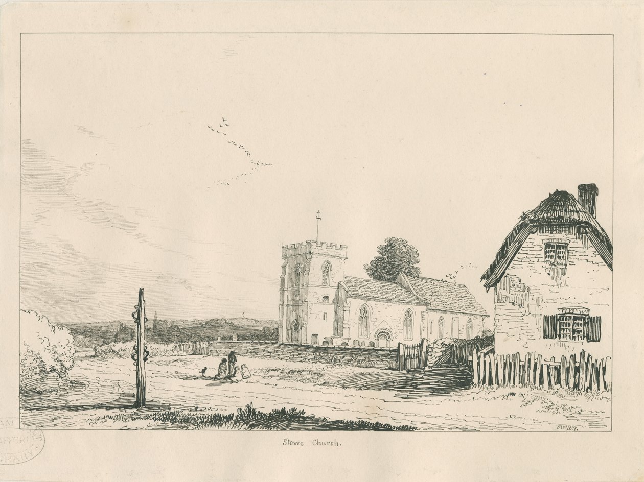 Stowe Church: kresba perem a tuší od Thomas Peploe Wood