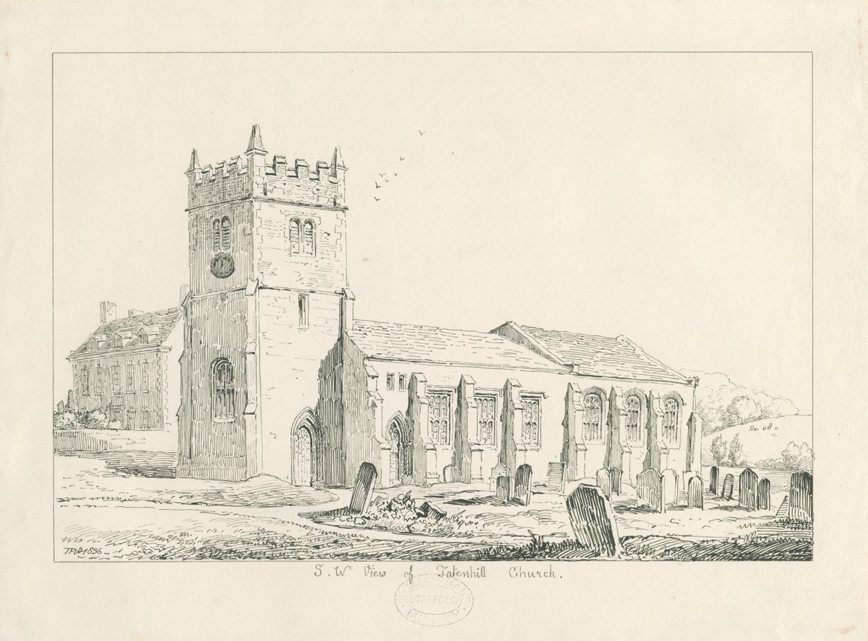 Tatenhill Church: kresba perem a tuší od Thomas Peploe Wood