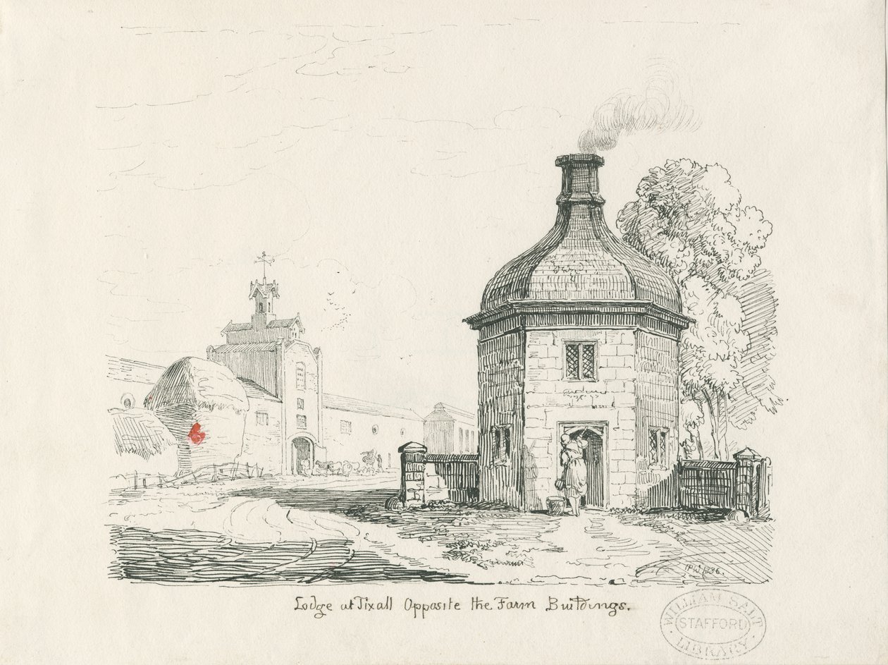 Tixall - Lodge: kresba perem a tuší od Thomas Peploe Wood