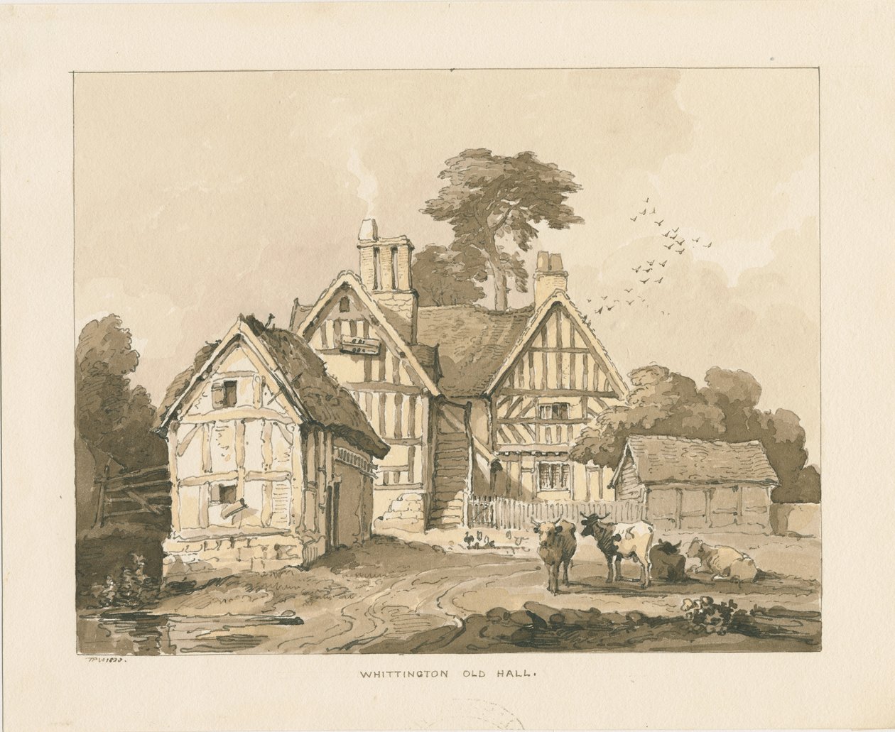 Whittington Hall: kresba perem a perem od Thomas Peploe Wood