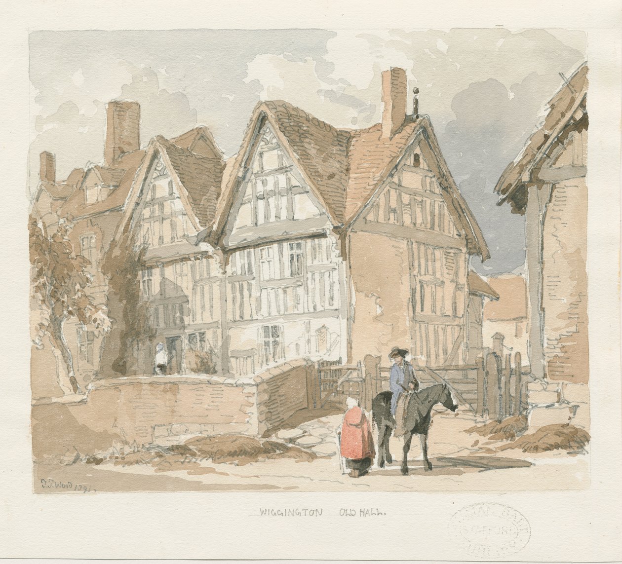 Wigginton Old Hall: malba vodovými barvami, 1841 od Thomas Peploe Wood