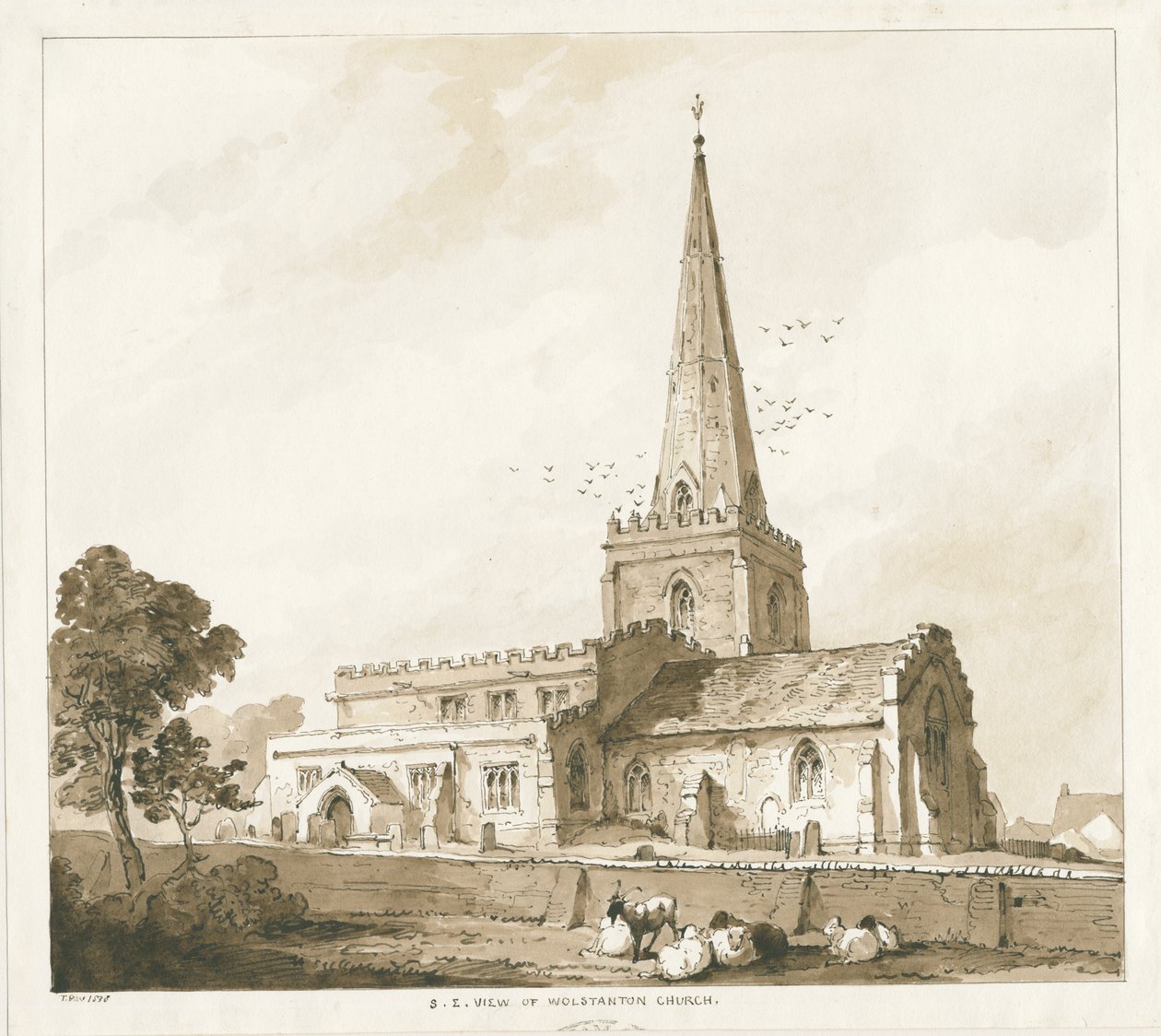 Wolstanton Church: rytina a [? 19. století] od Thomas Peploe Wood