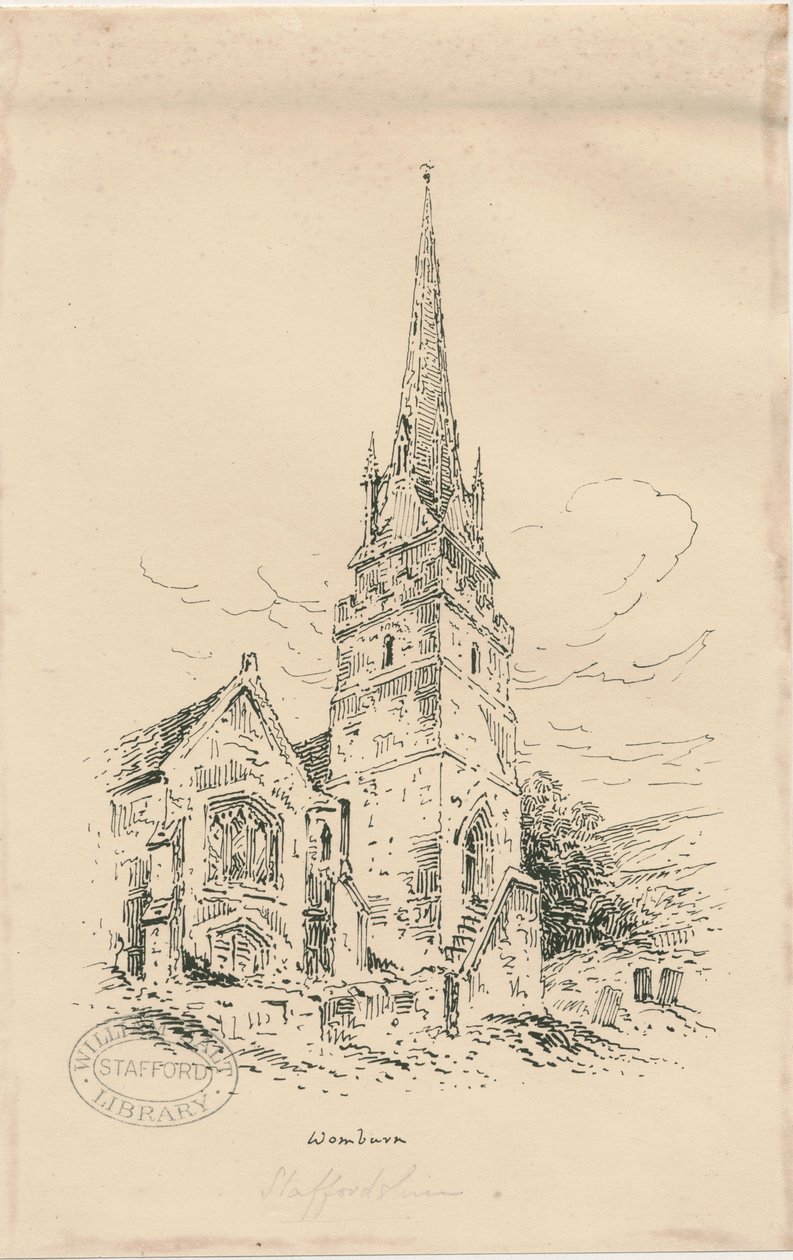 Wombourne Church: zinkograf a [polovina 19. století] (kresba) od Thomas Peploe Wood