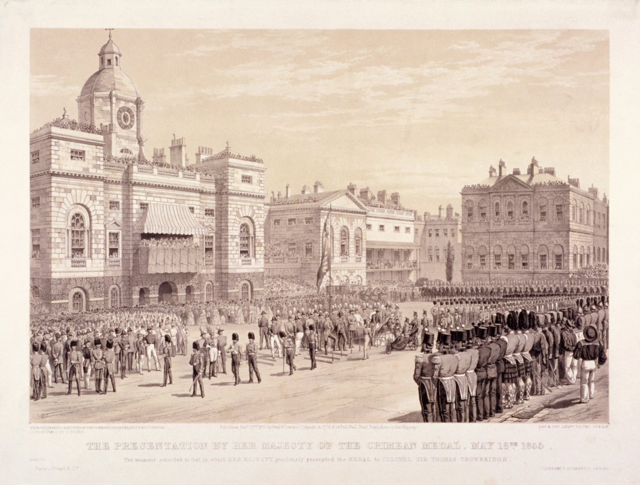 Předání Krymské medaile královnou Viktorií plukovníku siru Thomasi Trowbridgeovi, 18. května 1855 od Thomas Picken