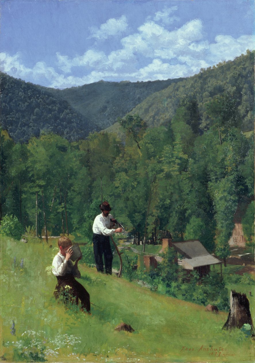 Farmář a jeho syn při sklizni, 1879 od Thomas Pollock Anschutz