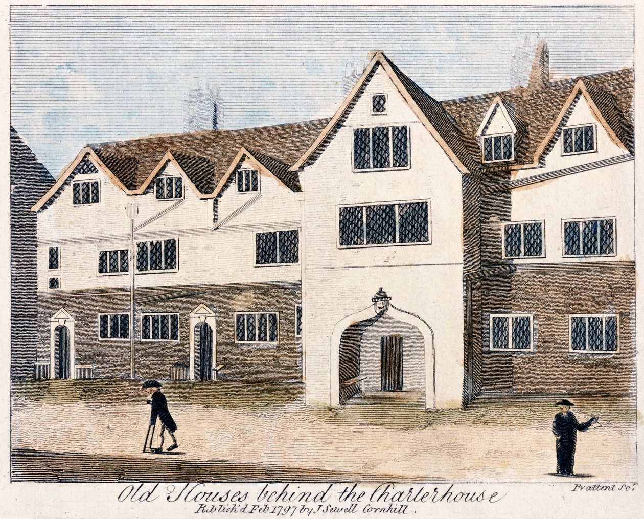 Domy za nemocnicí Charterhouse, Londýn, 1797. od Thomas Prattent