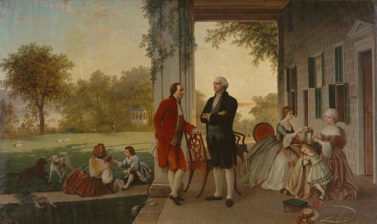 Washington a Lafayette na Mount Vernon, 1784 Domov Washingtonu po válce, 1859. od Thomas Pritchard Rossiter