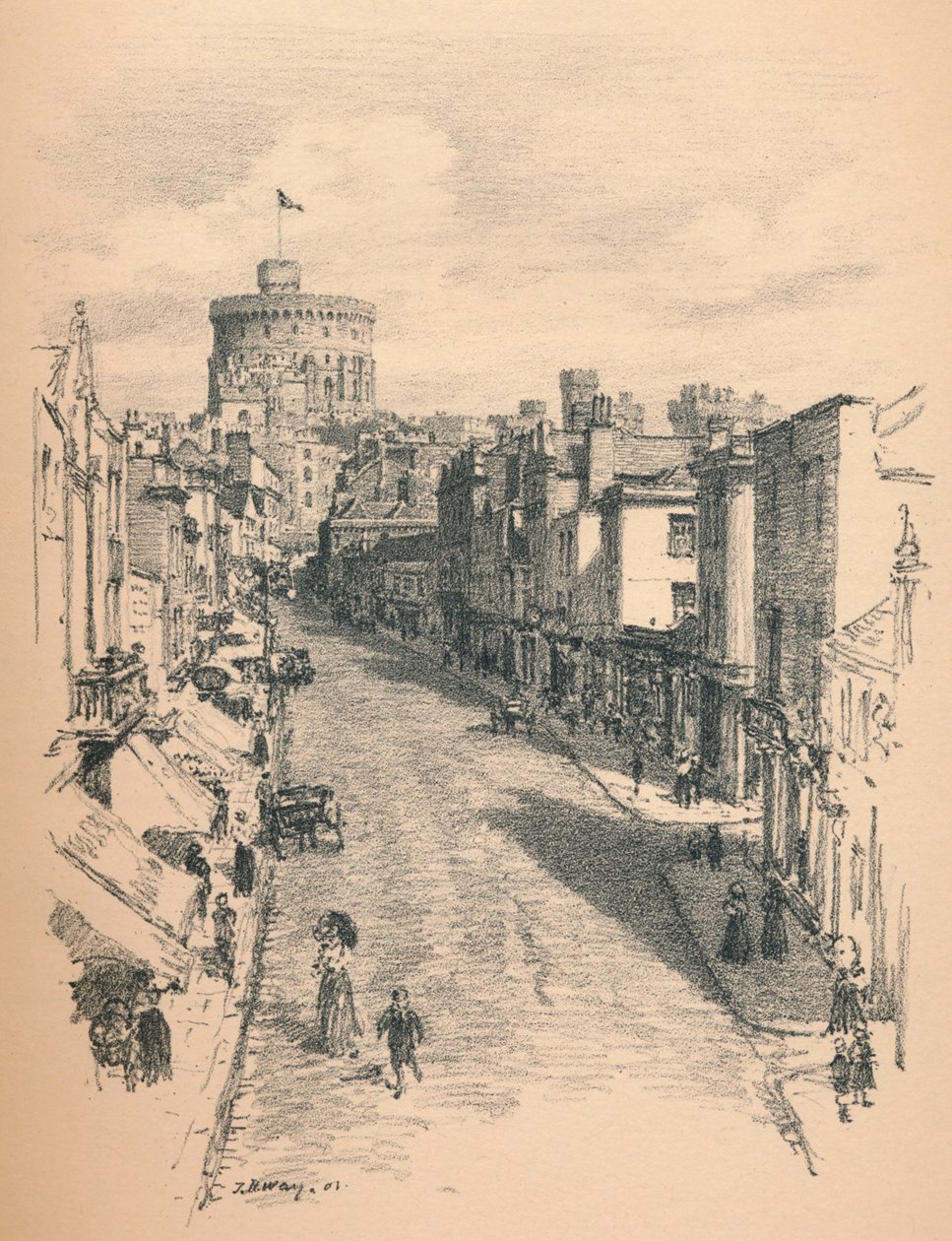 Velká věž hradu Windsor z Peascod Street, 1902 od Thomas Robert Way