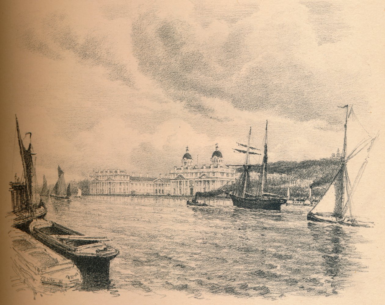 Greenwichský palác od řeky, 1902 od Thomas Robert Way