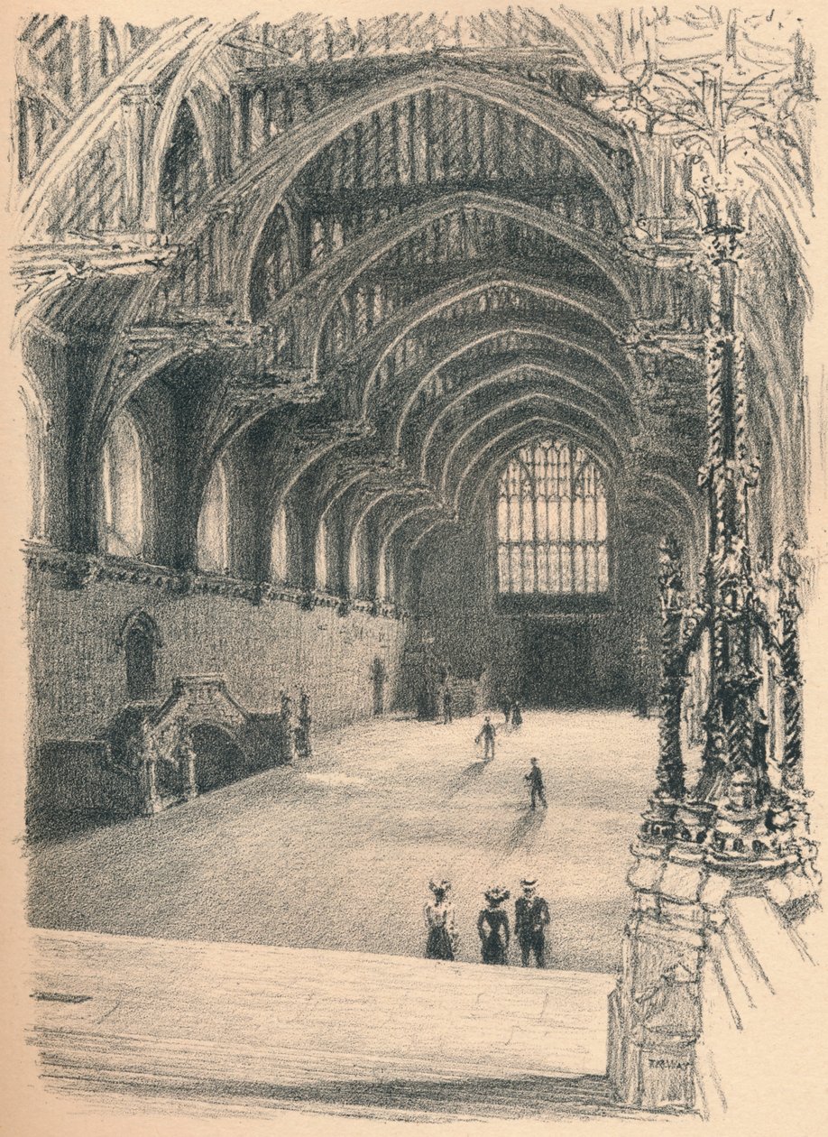 Interiér Westminster Hall, Westminsterský palác, 1902 od Thomas Robert Way