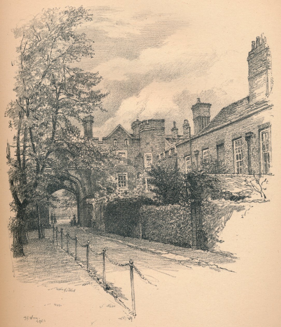 Nádvoří a brána Richmondského paláce, 1902 od Thomas Robert Way