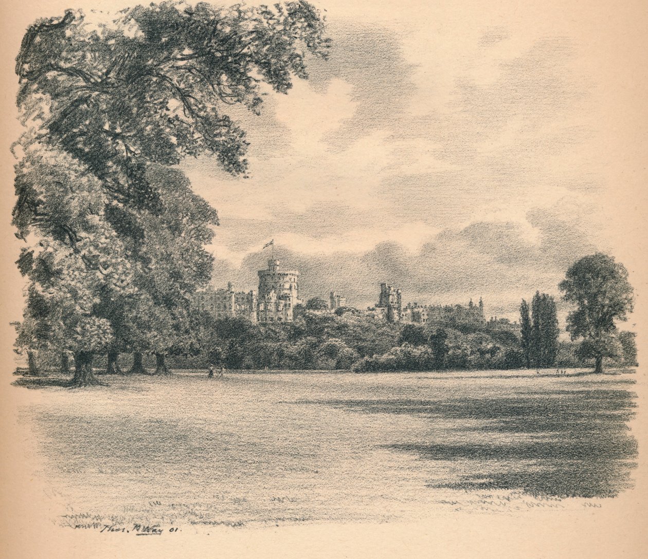 Windsorský hrad z domácího parku, 1902 od Thomas Robert Way