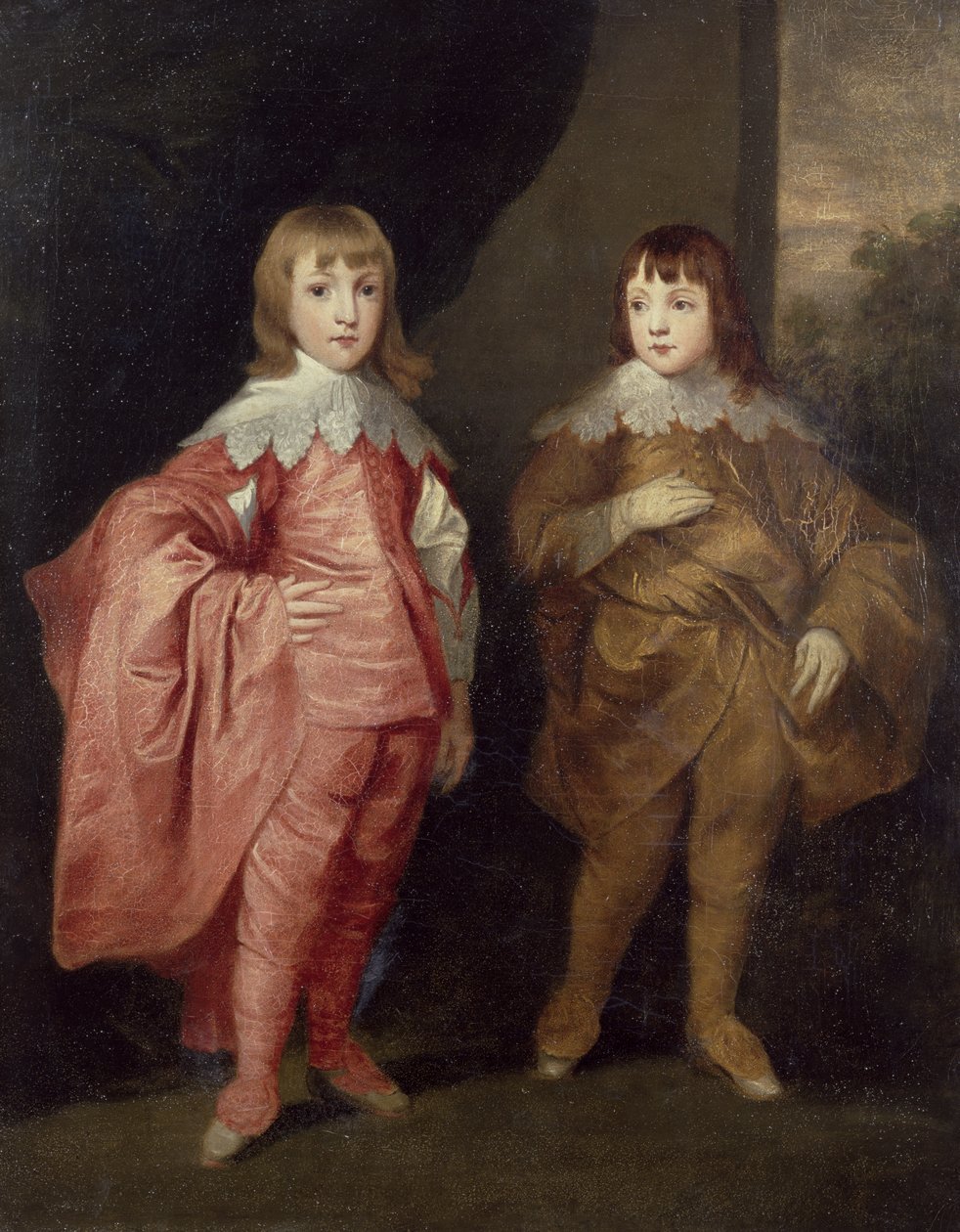 George Villiers, vévoda z Buckinghamu a jeho bratr, lord Francis Villiers, 1636, po Van Dyckovi od Thomas Robson