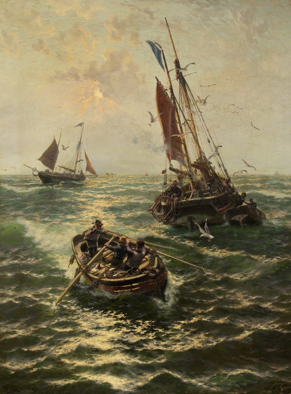 Putting the Catch Ashore (olej na plátně) od Thomas Rose Miles
