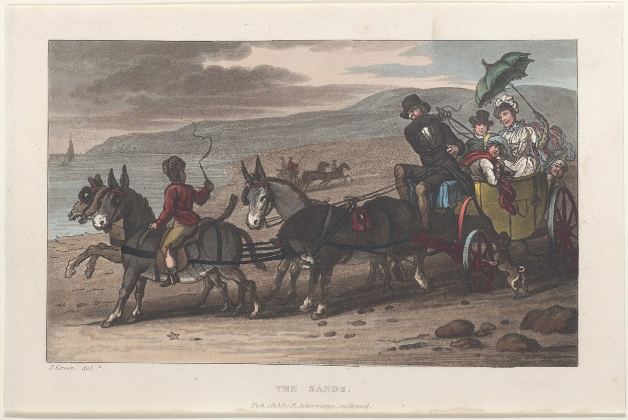 The Sands, from Poetical Sketches of Scarborough, 1813., 1813. Tvůrci: Thomas Rowlandson, Joseph Constantine Stadler, J. Bluck. od Thomas Rowlandson, Joseph Constantine Stadler, J. Bluck