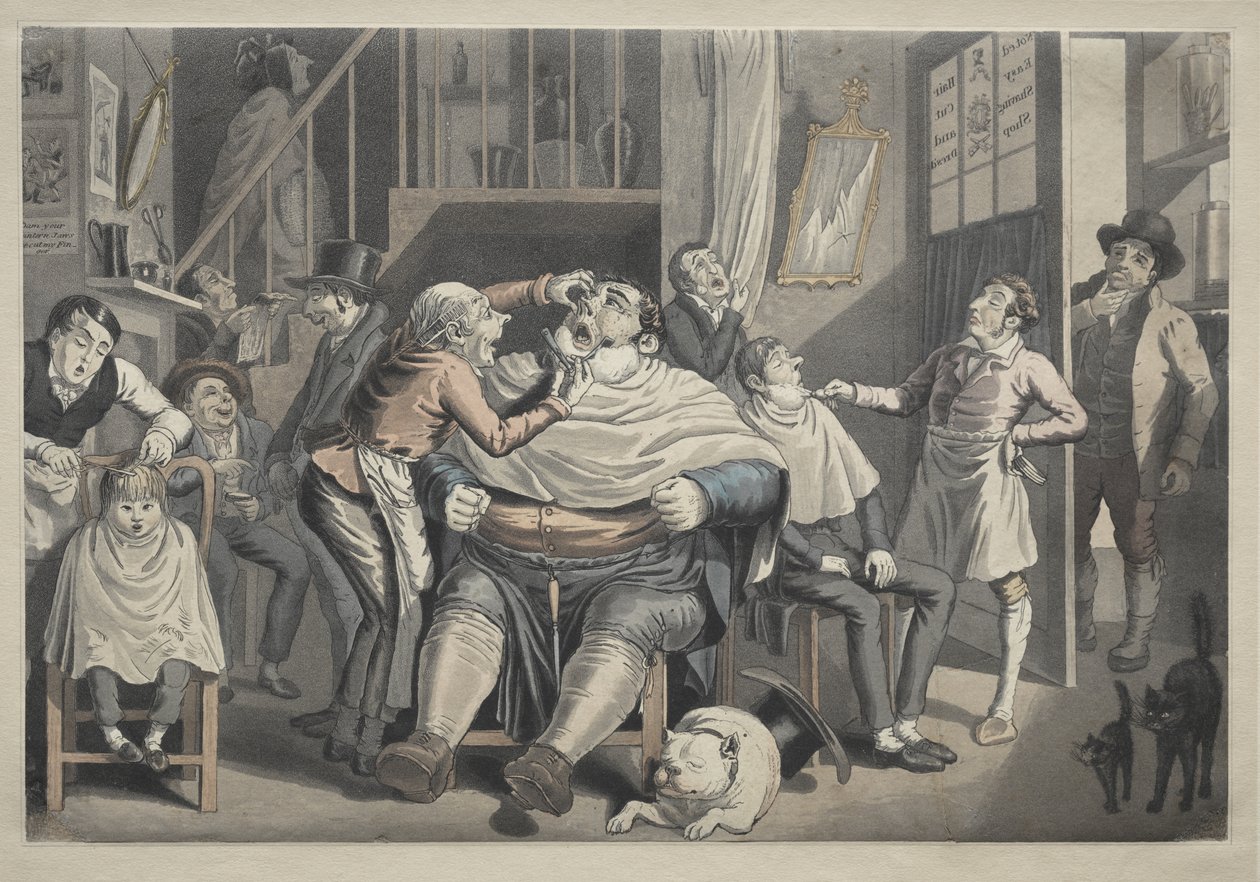 Holičství od Thomas Rowlandson