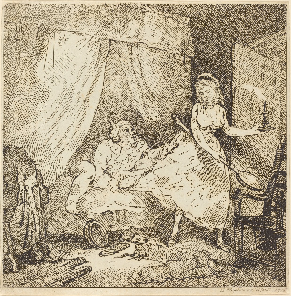 Ohřívač postelí od Thomas Rowlandson