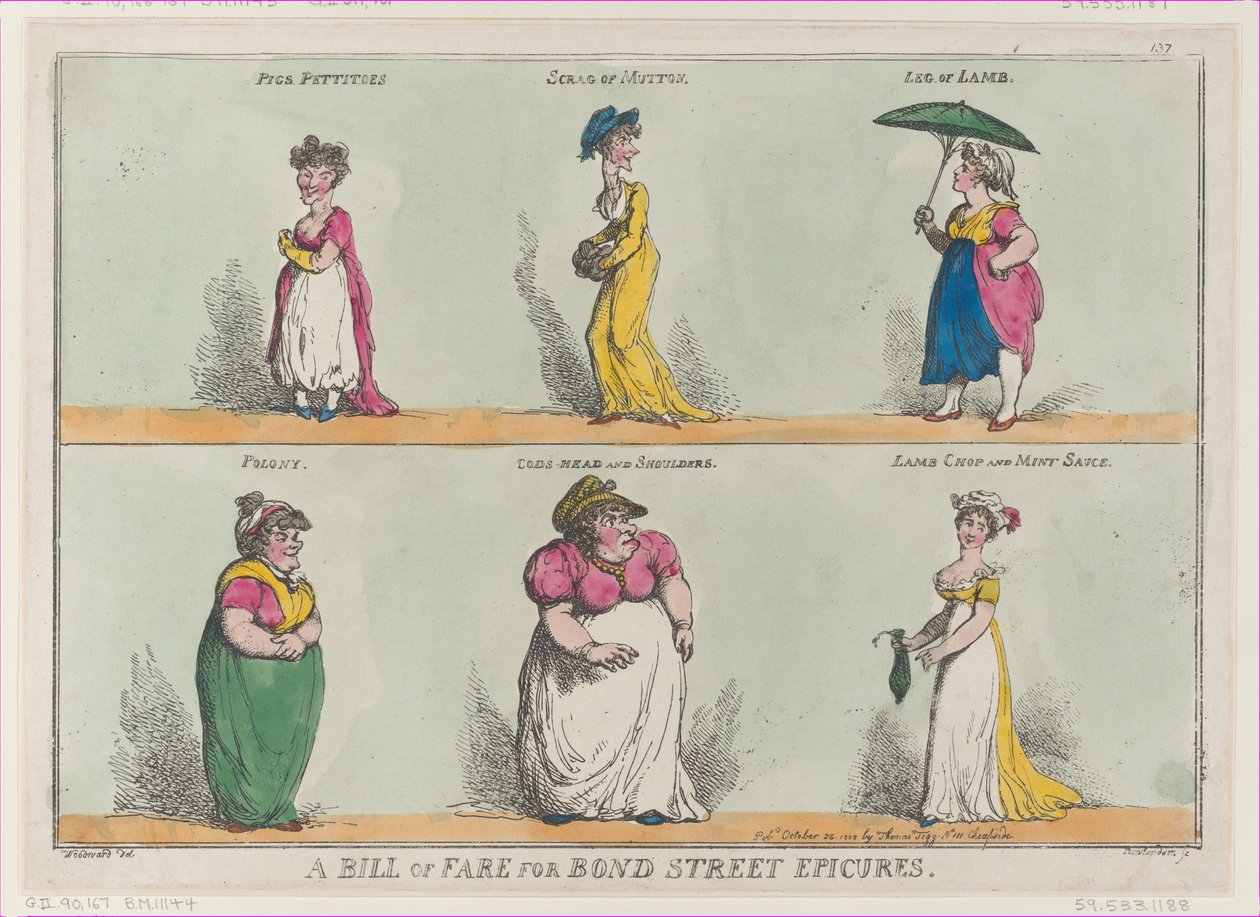 Bill of Fare for Bond Street Epicures!!, 25. října 1808, 25. října 1808. od Thomas Rowlandson