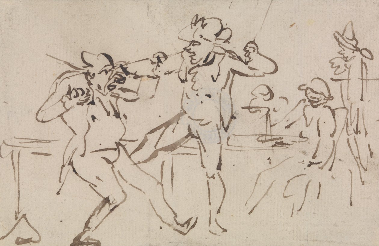 Odhalení podvodníka, který tajně vykládal karty (studie) od Thomas Rowlandson
