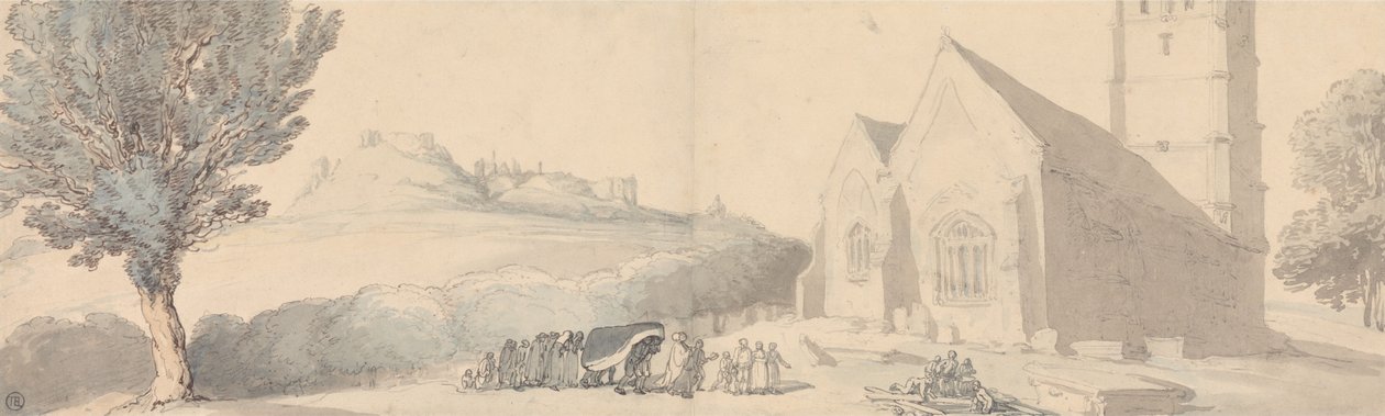 Pohřeb v Carisbrooke na ostrově Wight od Thomas Rowlandson