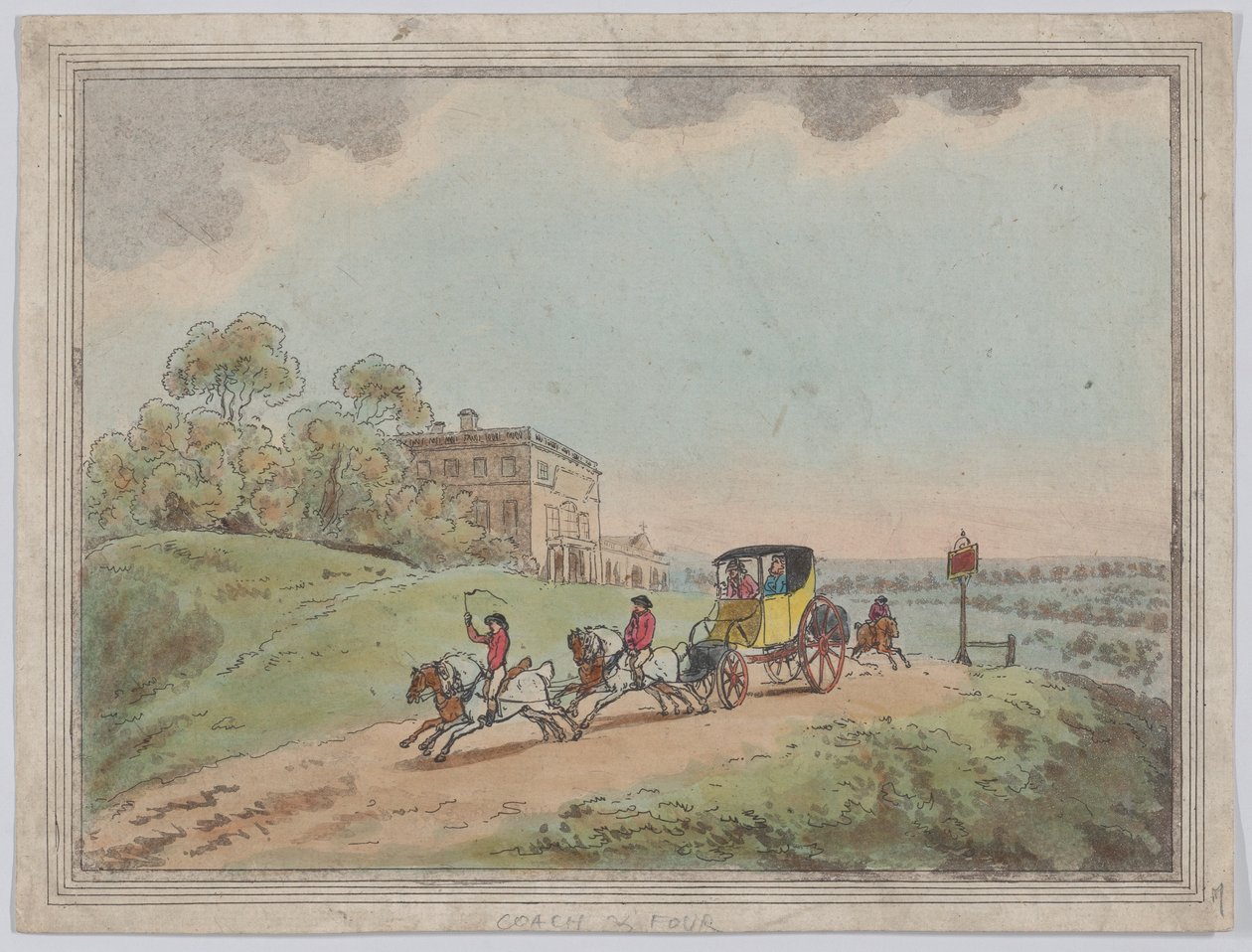 Kočár se čtyřspřežím (z knihy „Rustic Sketches“) od Thomas Rowlandson