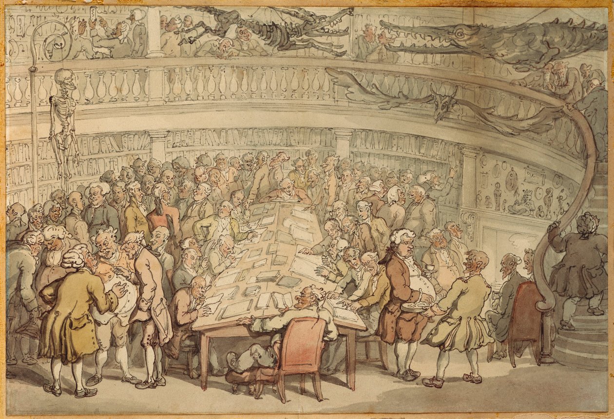 Rozhovor v "Surgeons Hall", Old Bailey, Londýn od Thomas Rowlandson
