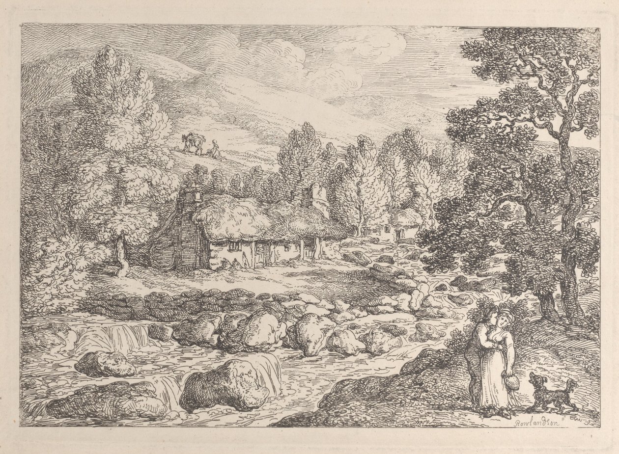 Vodopád v Cornwallu, z knihy „Views in Cornwall“ od Thomas Rowlandson