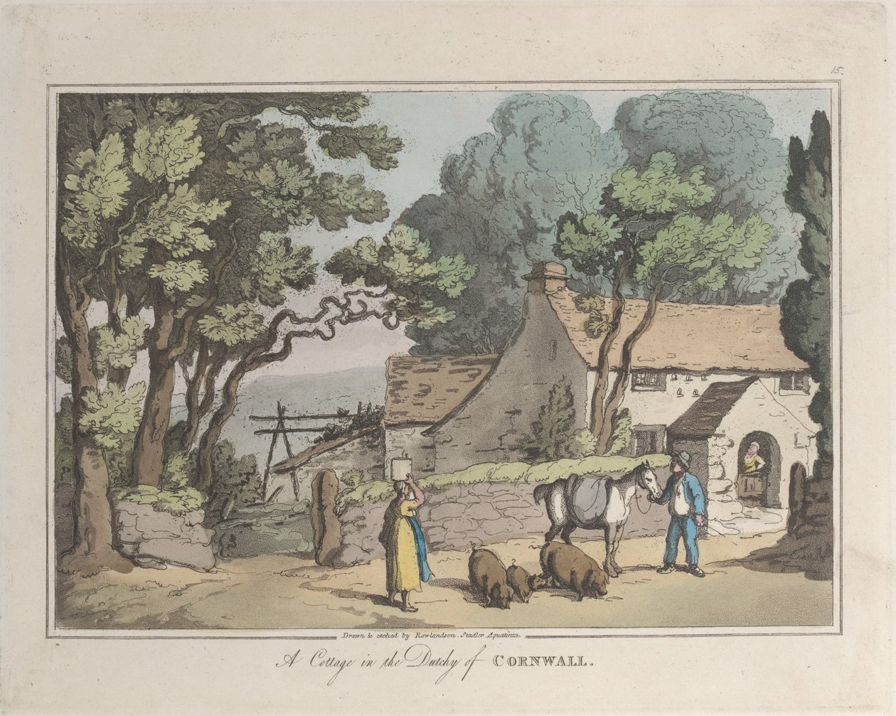 Chata ve vévodství Cornwall, z Sketches from Nature, 1822., 1822. od Thomas Rowlandson