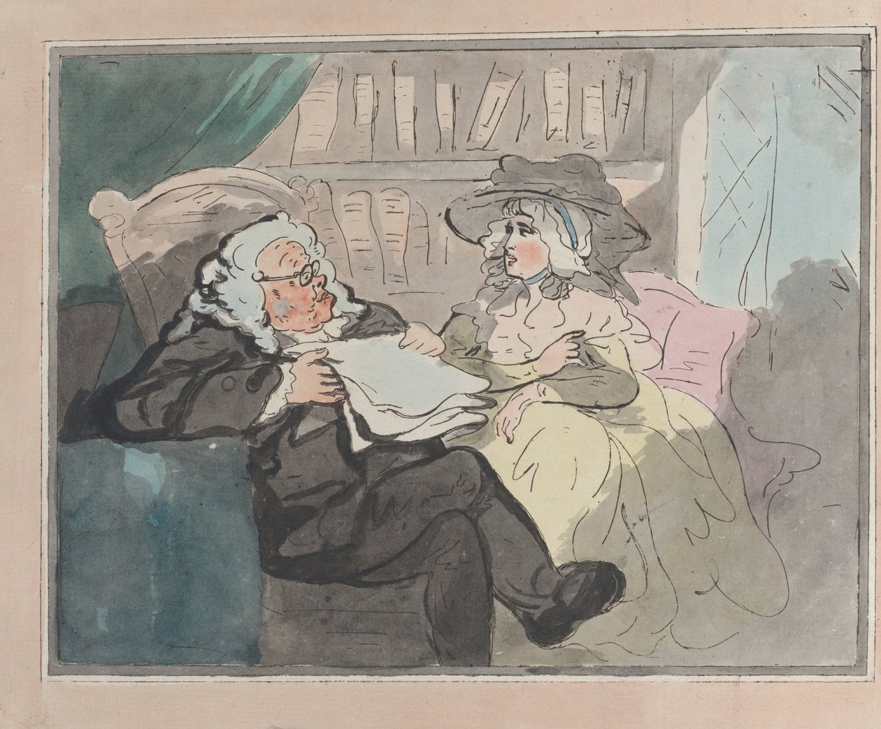 Názor poradce poté, co odešel z praxe - Právní konzultace, ca. 1780-94. od Thomas Rowlandson