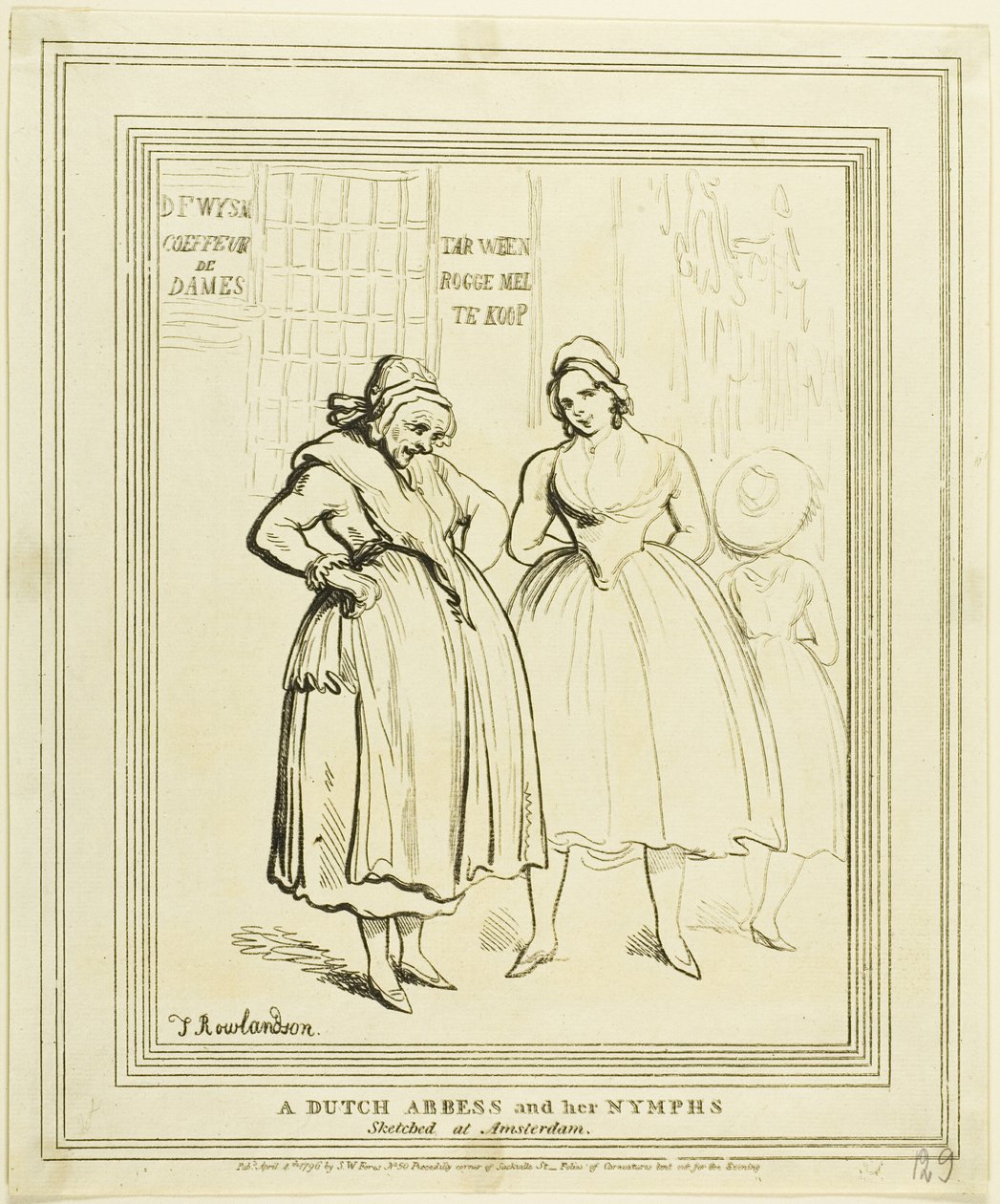 Holandská abatyše a její nymfy načrtnuté v Amsterdamu od Thomas Rowlandson