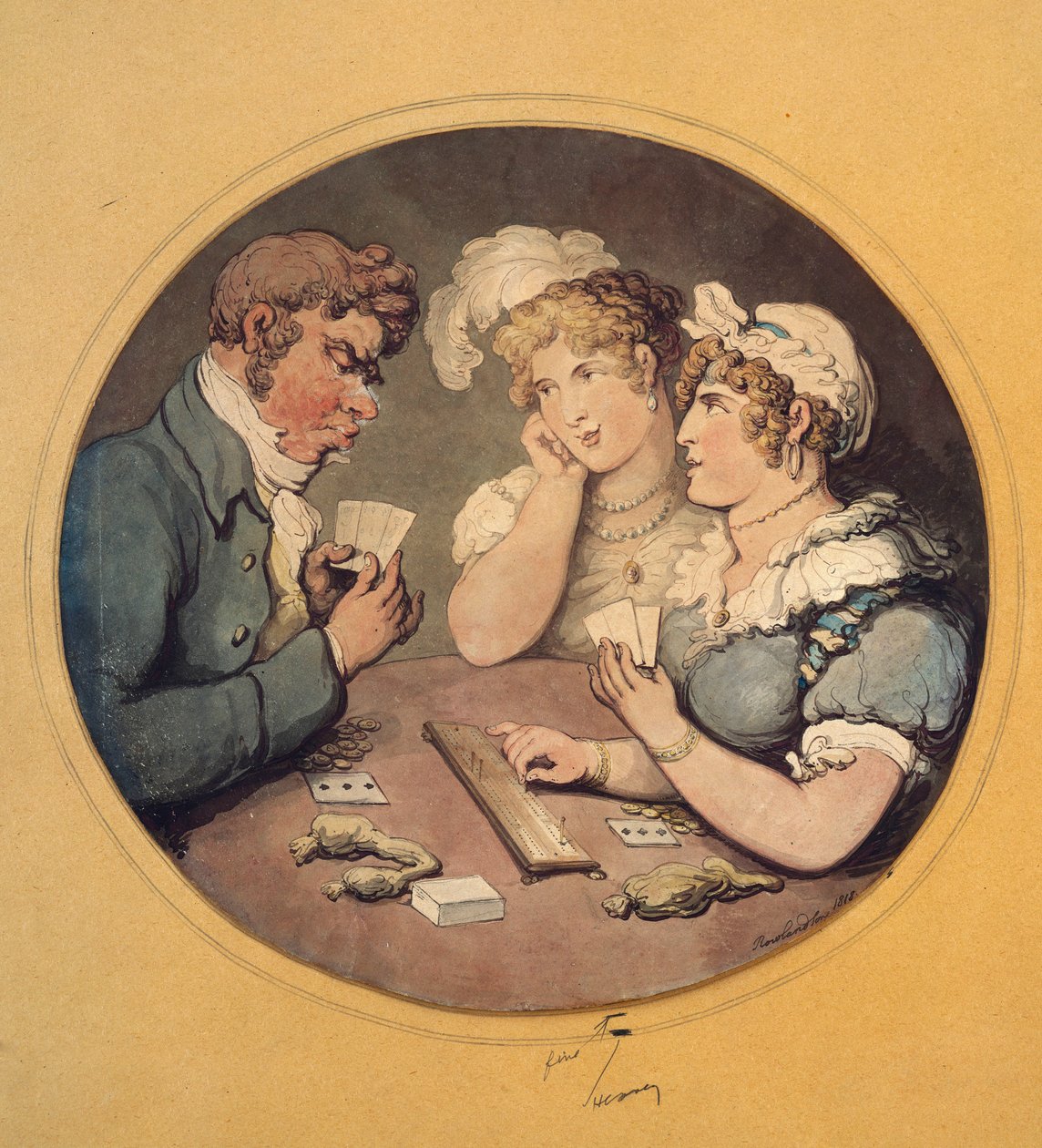 A Game of Cribbage, 1818 od Thomas Rowlandson