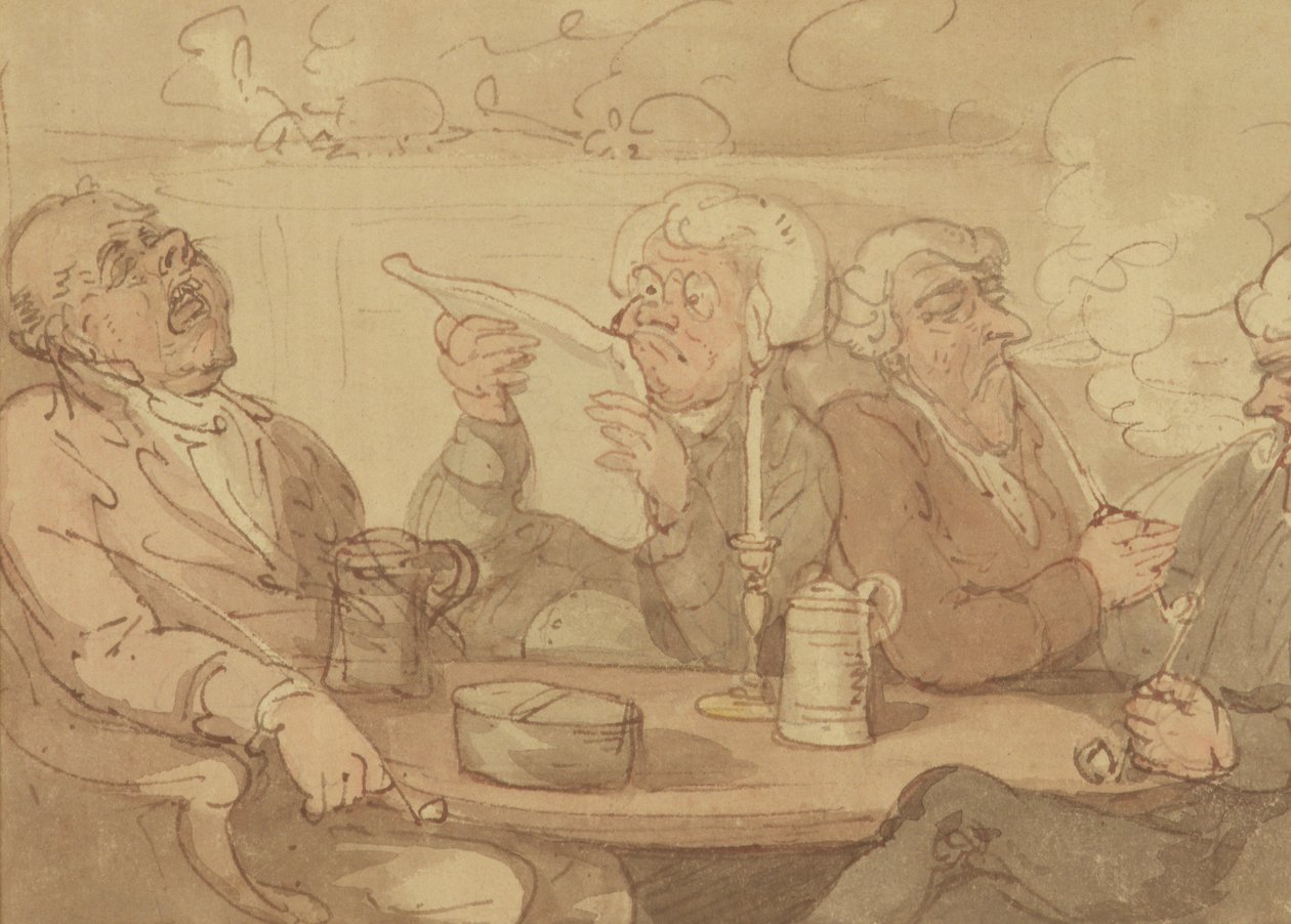 Gentlemans Club (inkoust & wc na papíře) od Thomas Rowlandson