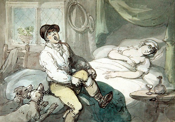 Lovec vstává (akvarel na papíře) od Thomas Rowlandson