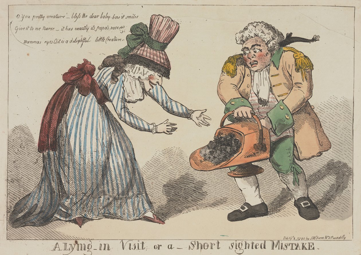 Návštěva u rodiček, aneb krátkozraká chyba od Thomas Rowlandson