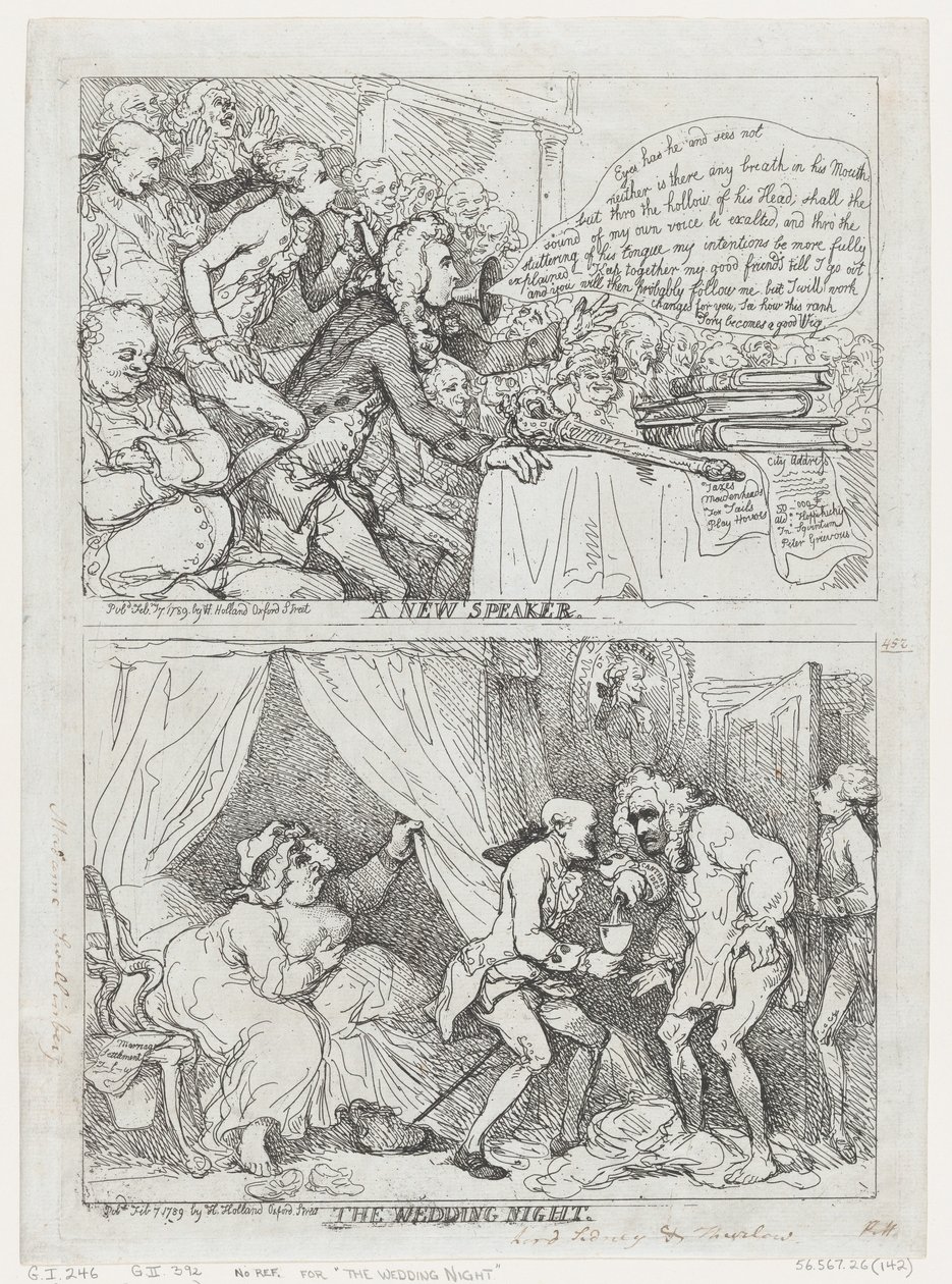 Nový řečník a svatební noc, 7. února 1789, 7. února 1789. od Thomas Rowlandson