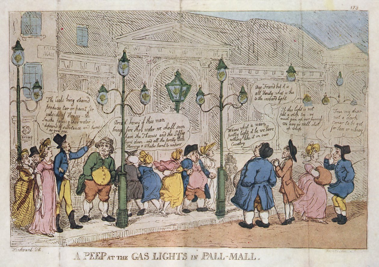 Pohled na plynová světla v Pall Mall Rowlandson 1809 od Thomas Rowlandson