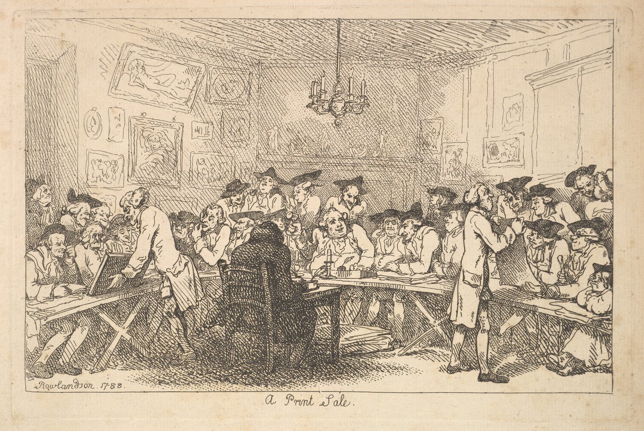 Prodej tisku – noční aukce, 1788. od Thomas Rowlandson