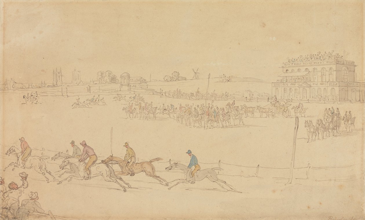 Závod na dostihovém závodišti Knavesmire v Yorku od Thomas Rowlandson