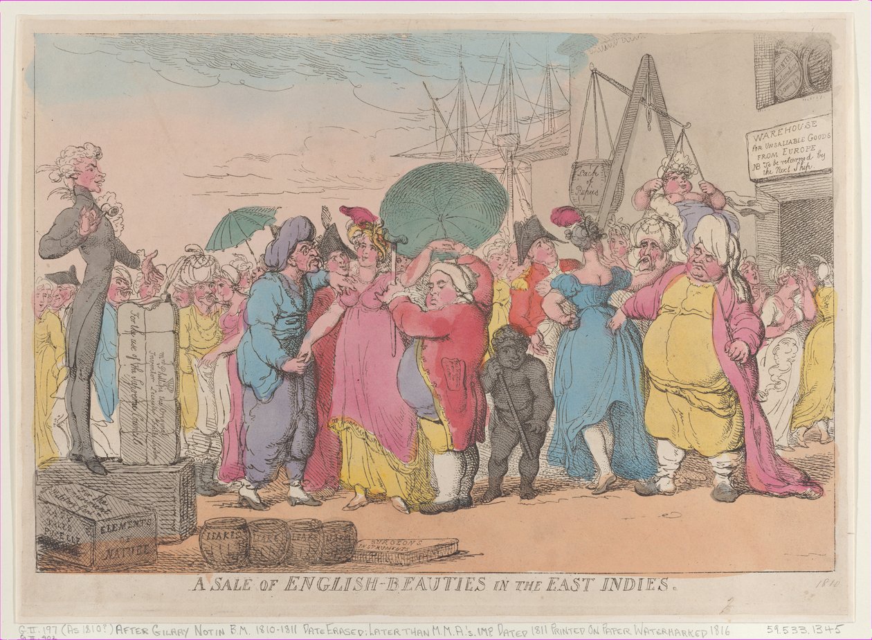Prodej anglických krás ve východní Indii, [10. května 1811], dotisk., [10. května 1811], dotisk. od Thomas Rowlandson