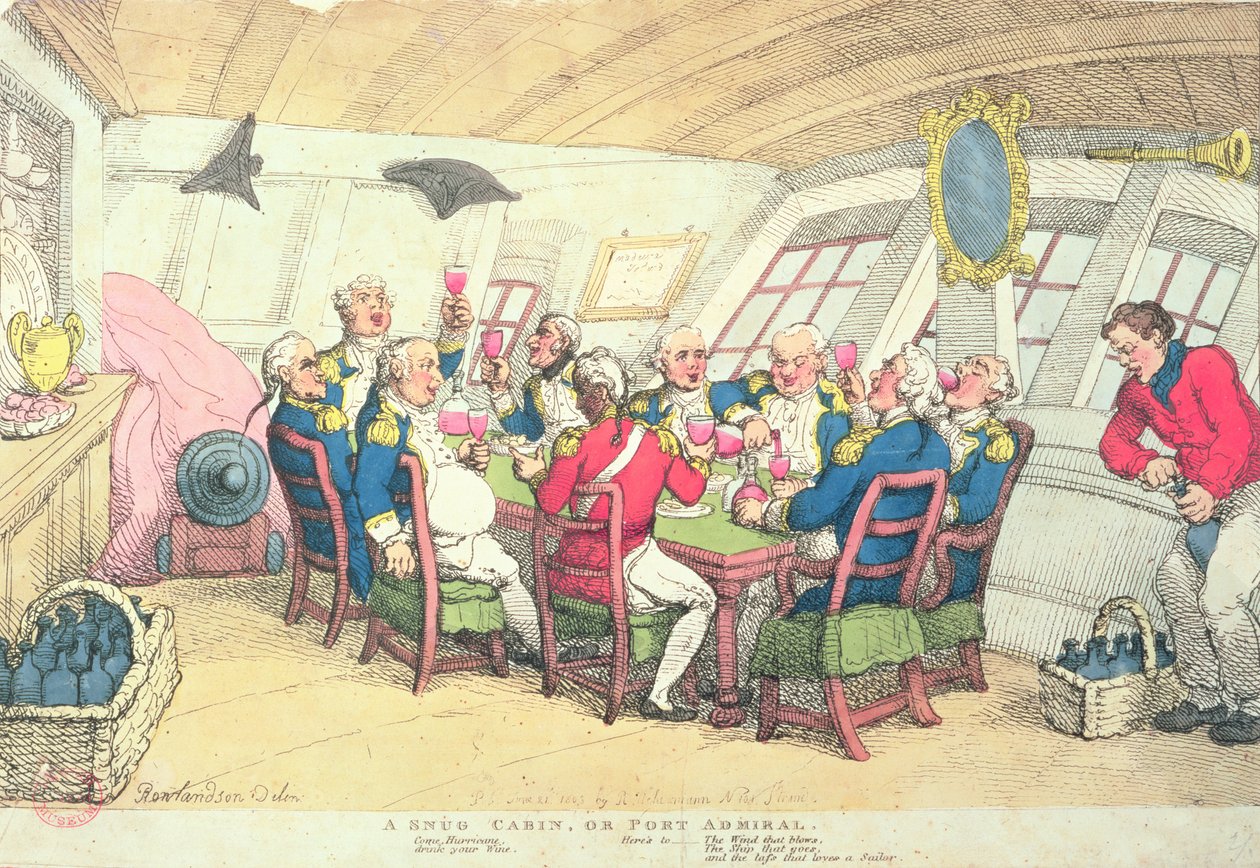 Útulná kajuta nebo přístavní admirál (barevná rytina) od Thomas Rowlandson