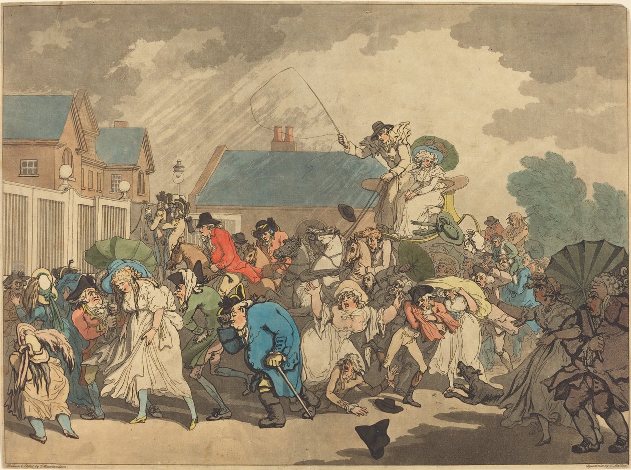 Bouře v Hyde Parku od Thomas Rowlandson
