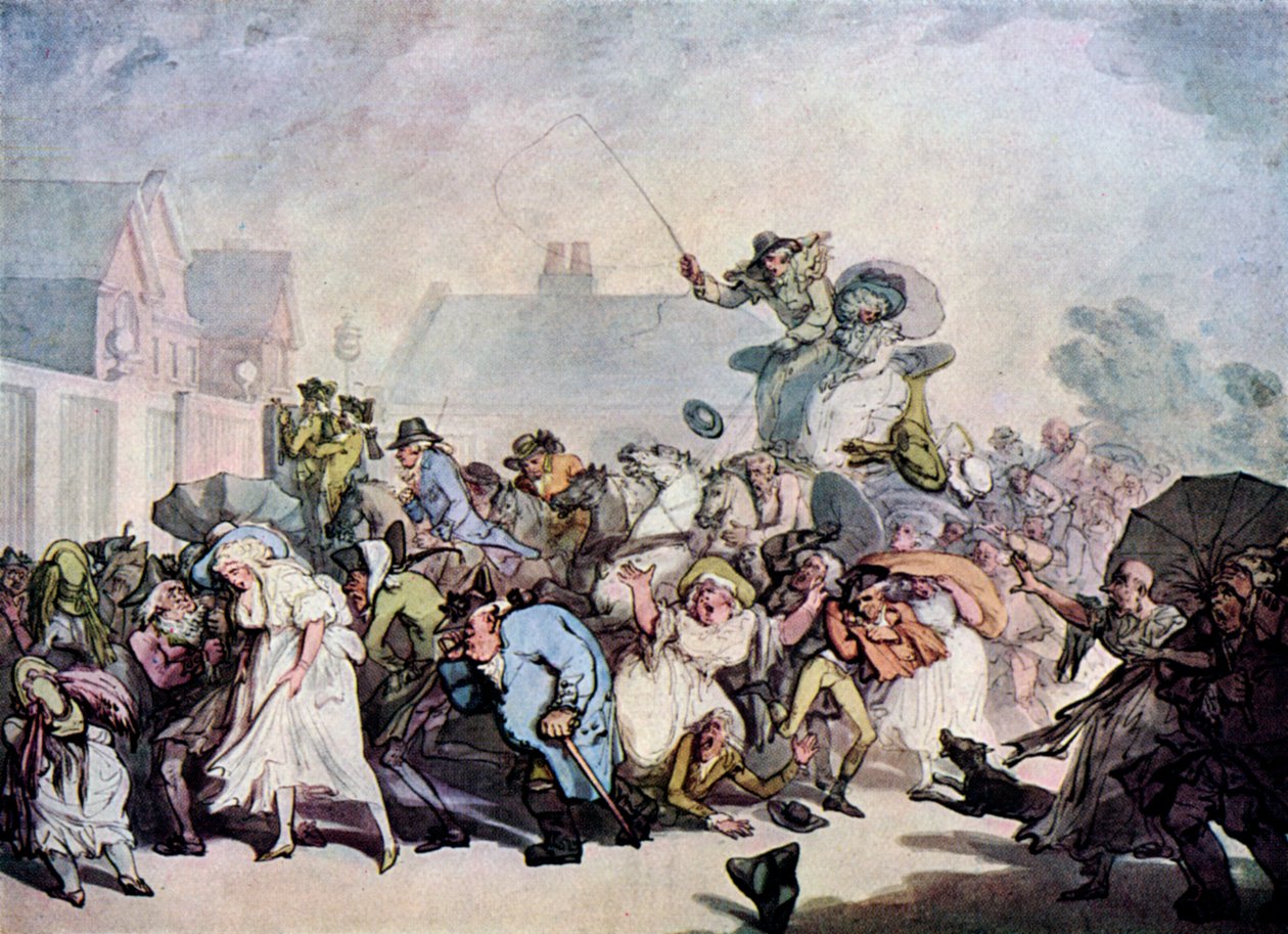 Bouře v Hyde Parku, 1791, 1929 od Thomas Rowlandson