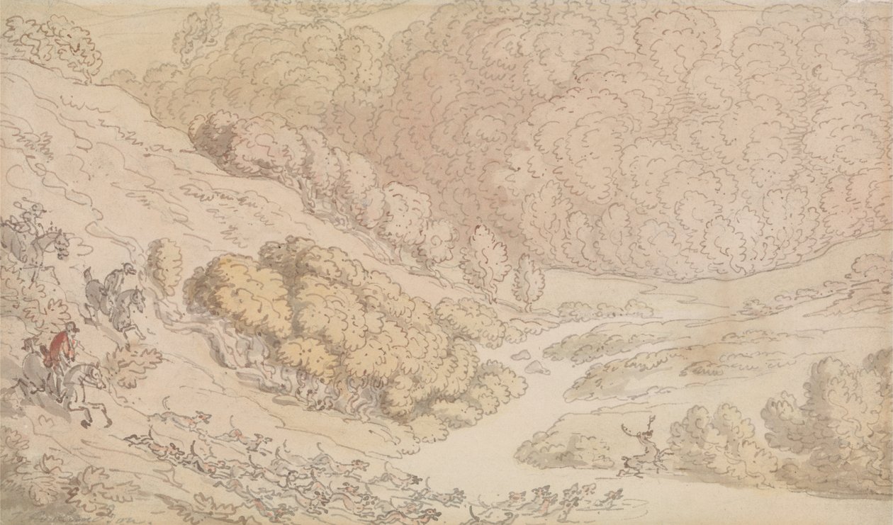Lov na jelena v západní Anglii od Thomas Rowlandson
