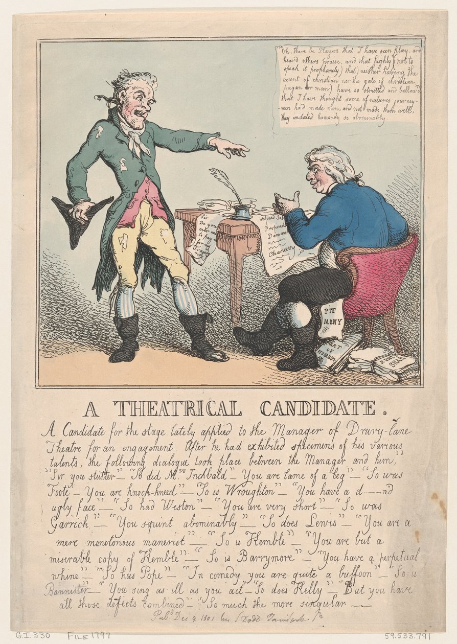 Divadelní kandidát, 1797., 1797. od Thomas Rowlandson