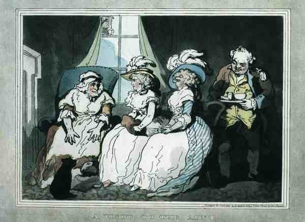 "Návštěva u tety", akvatinovaný Francisem Jukesem (1747-1812), hospoda. od E. Jacksona od Thomas Rowlandson