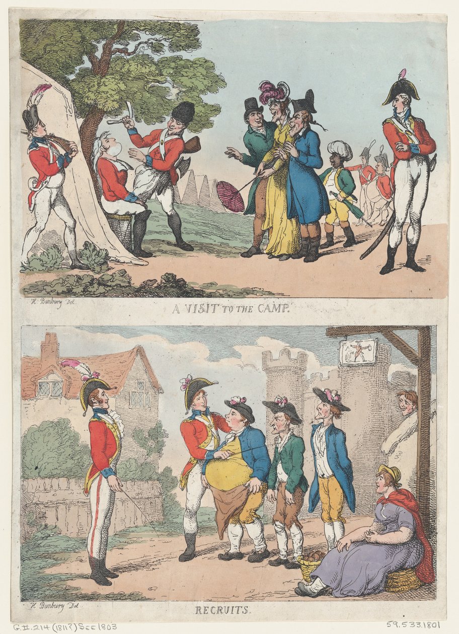 Návštěva tábora a rekruti, 1811., 1811. od Thomas Rowlandson