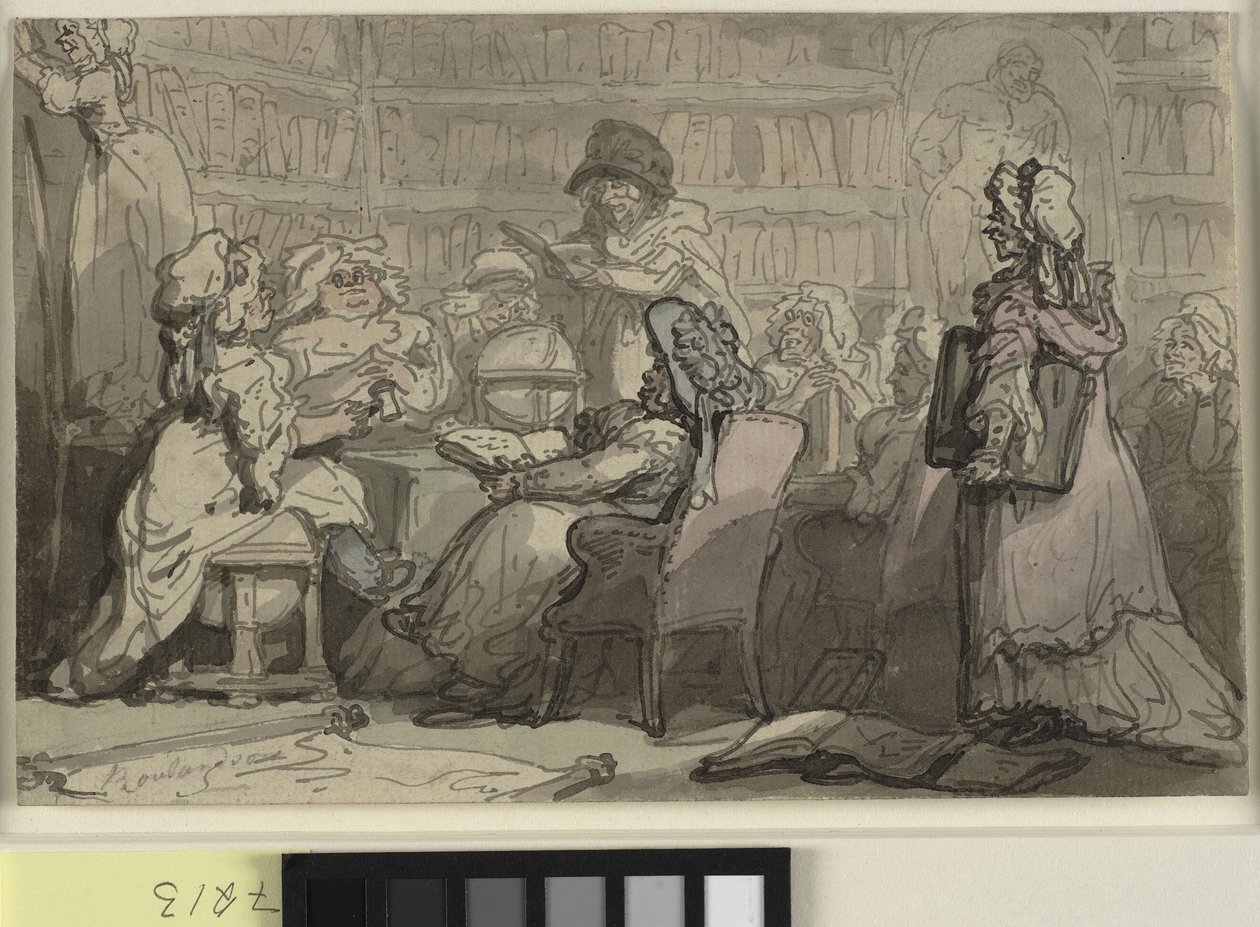 Setkání klubu bluestocking v knihovně od Thomas Rowlandson
